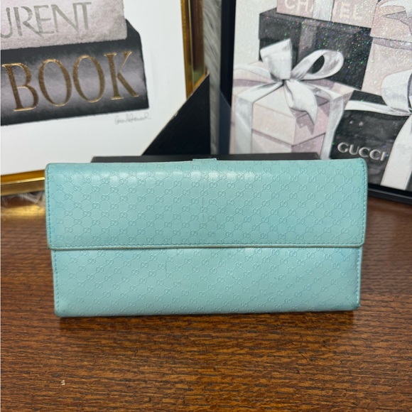 Gucci Robin’s Egg Blue Microguccissima Leather Jackie long wallet - Picture 2 of 16